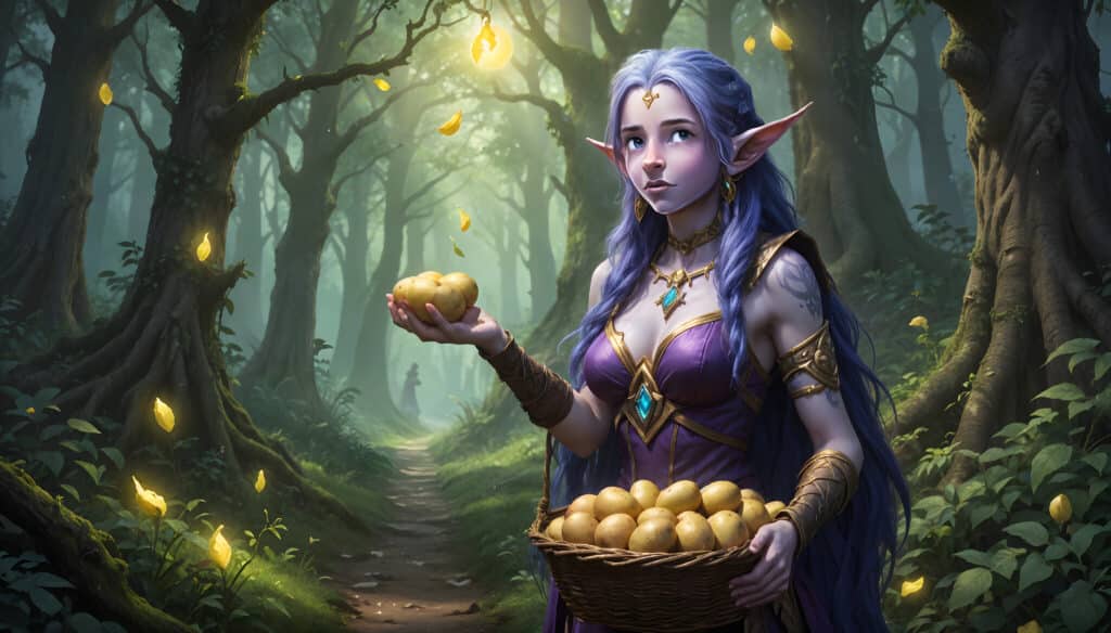 Player in Wow The War Within accidentally bought potatoes, Gamer-Choice.com Wow gold advertisement offering help.

