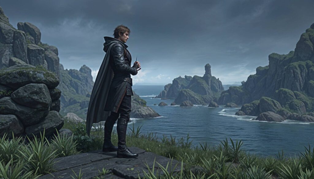 FFXIV Coins - Warrior overlooking the ocean, symbolizing the journey and challenges in Final Fantasy XIV.