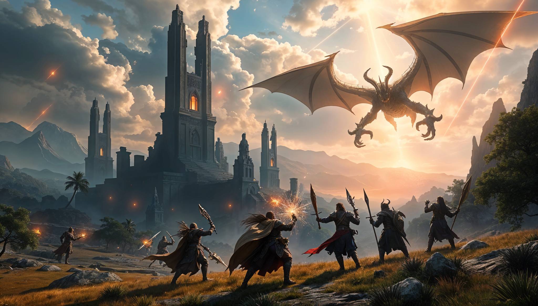 Lost Ark gold: An epic battle between adventurers and a colossal dragon, emphasizing the need for high-level gear and resources.