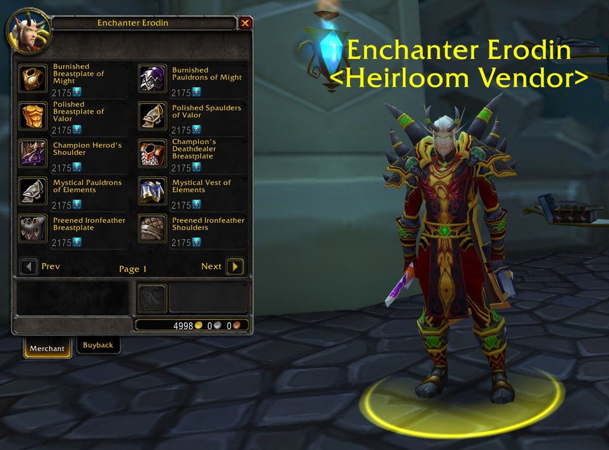 heirlooms for each spec cata classic