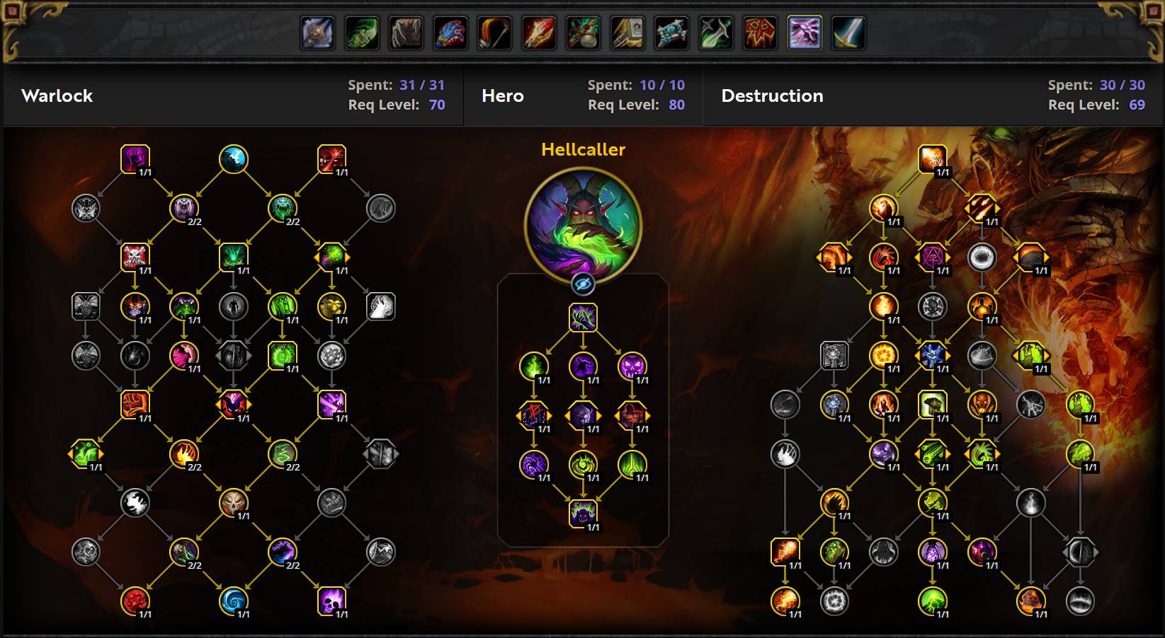 Destro Warlock AoE Hellcaller Talents