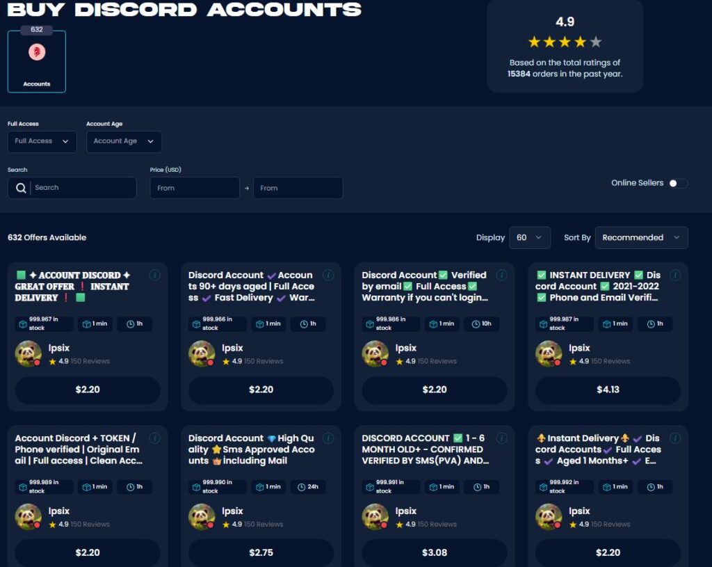 discord accounts for sale