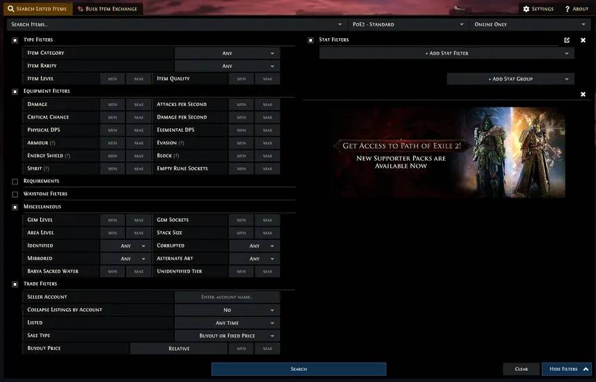PoE2 Trade Site