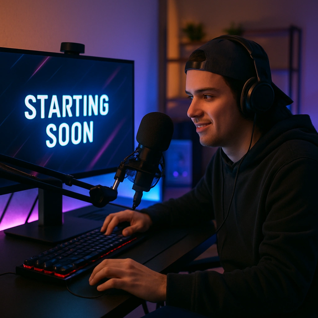 Streamer setting up gaming session