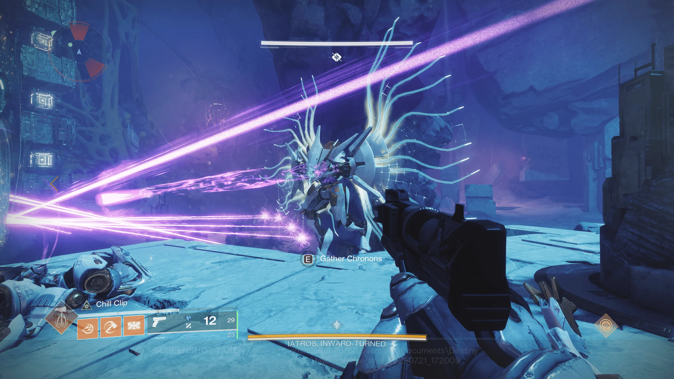 Iatros Inward-Turned boss arena in the Desert Perpetual raid with Chronon hoops