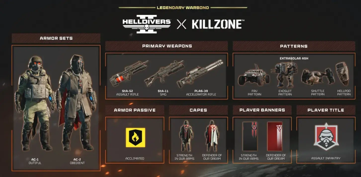 Helldivers 2 Killzone Warbond returning as permanent Legendary Warbond
