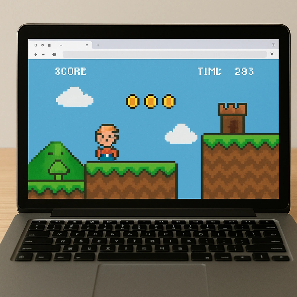 Browser game on a laptop screen