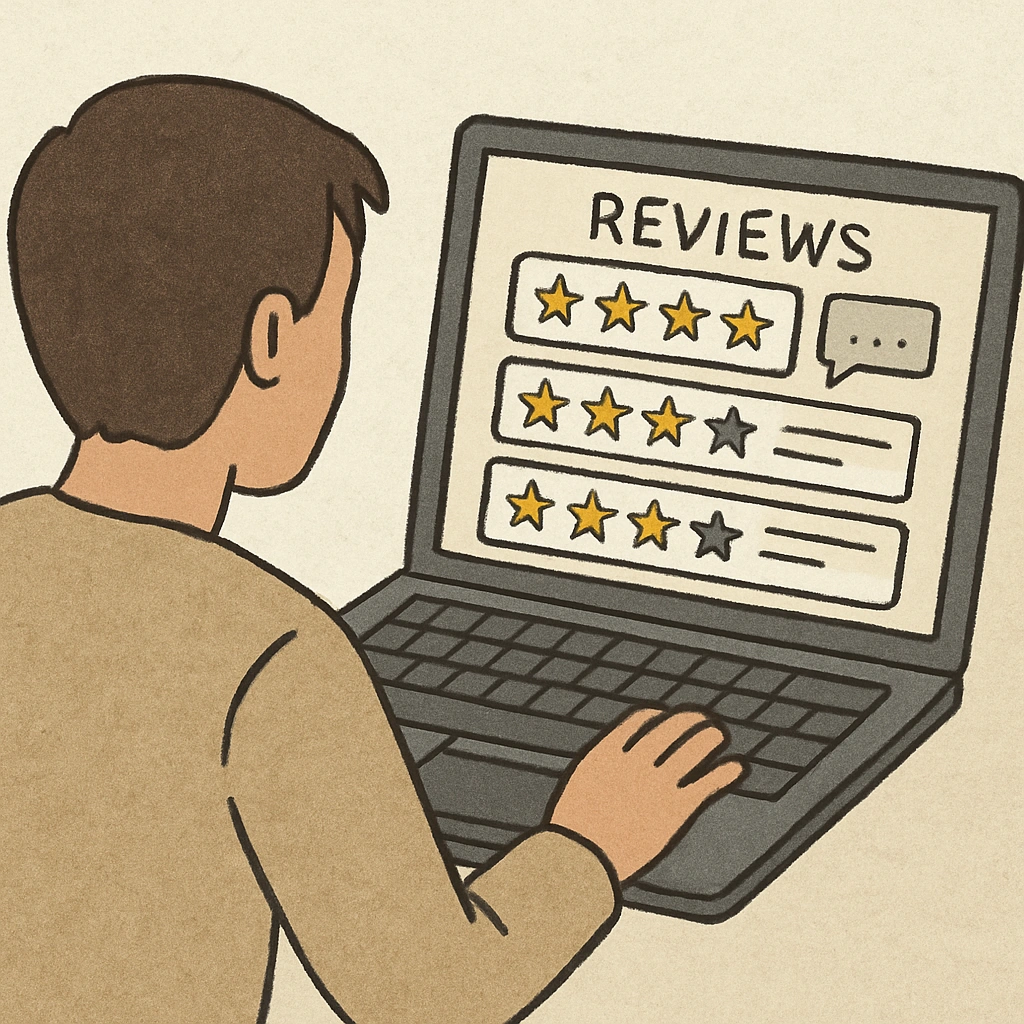Image showing a person checking online reviews