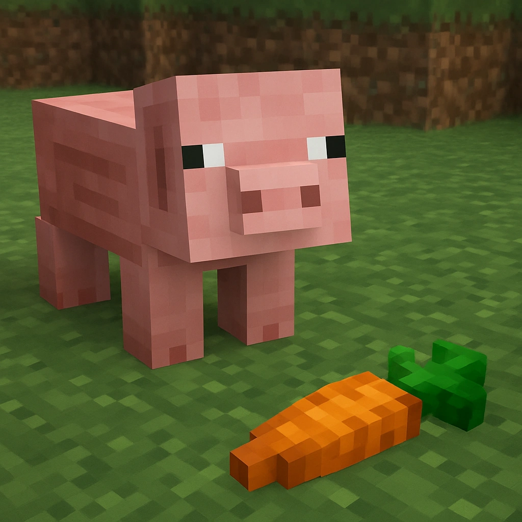 Minecraft Pig and Carrot