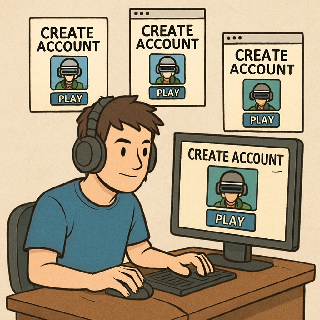 A player creating multiple gaming accounts