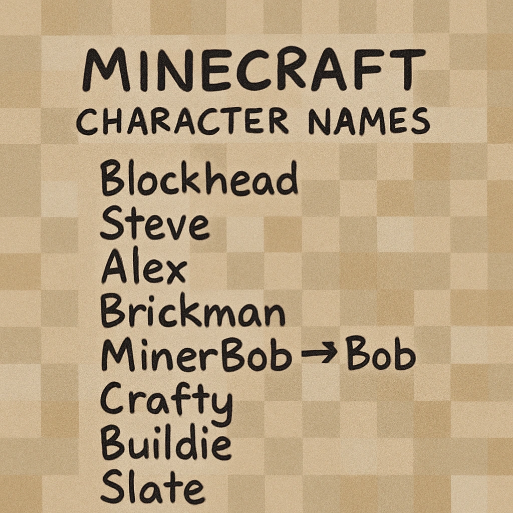 Minecraft character brainstorming names